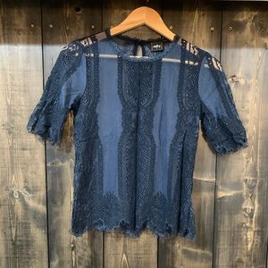 Buckle Daytrip Navy Blue Lace Shirt